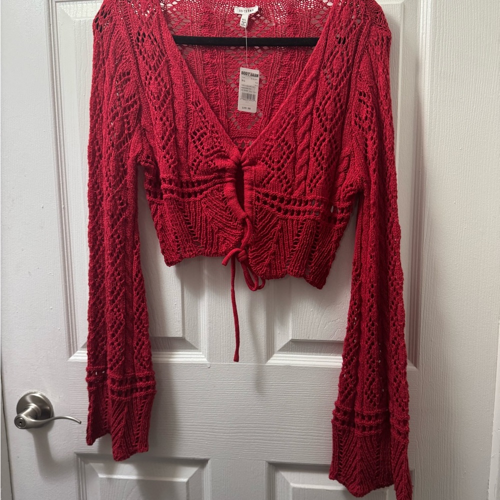 Red Knit Cropped Sweater